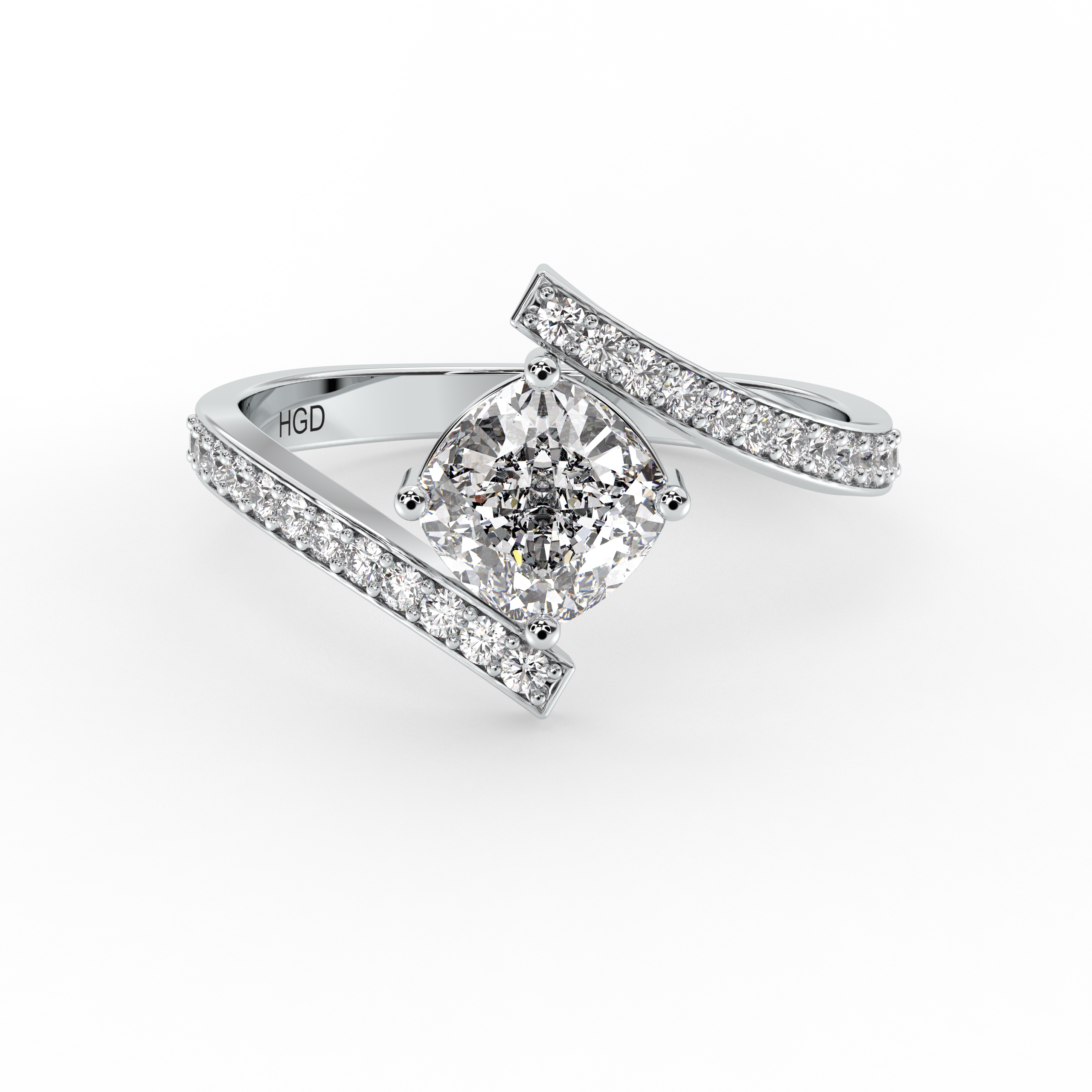 tension set diamond ring with cushion cut lab grown diamond