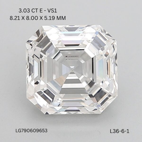 3.03 Carat E VS1 Asscher Lab Diamond